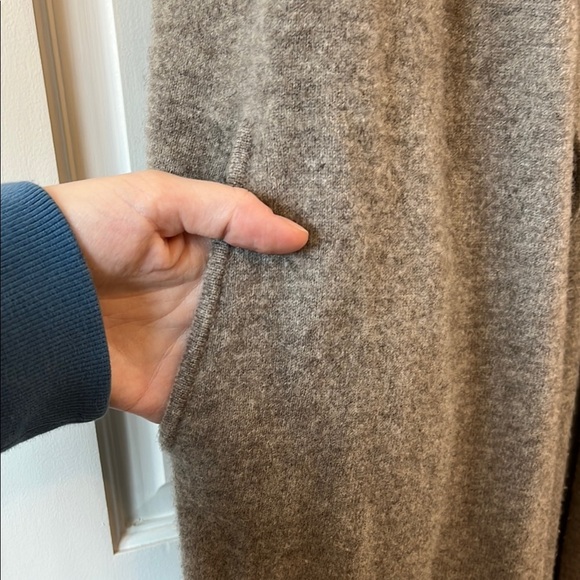Raffi Greige Wool Yak Long Open Front Shrug with Waterfall Collar - Size Small - Picture 6 of 15